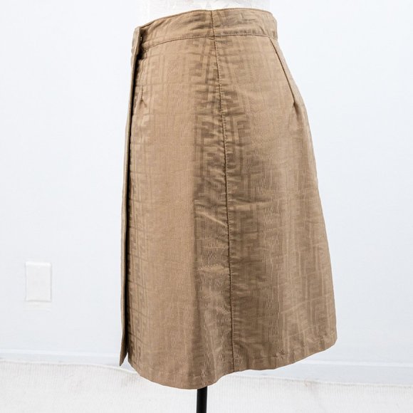 Fendi 6 Reversible Leather FF Logo Print Skirt Tan Vintage NWOT - Picture 9 of 16